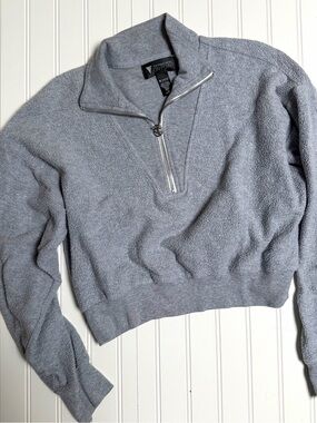 Victoria's Secret Gray Sherpa Half-Zip Pullover
